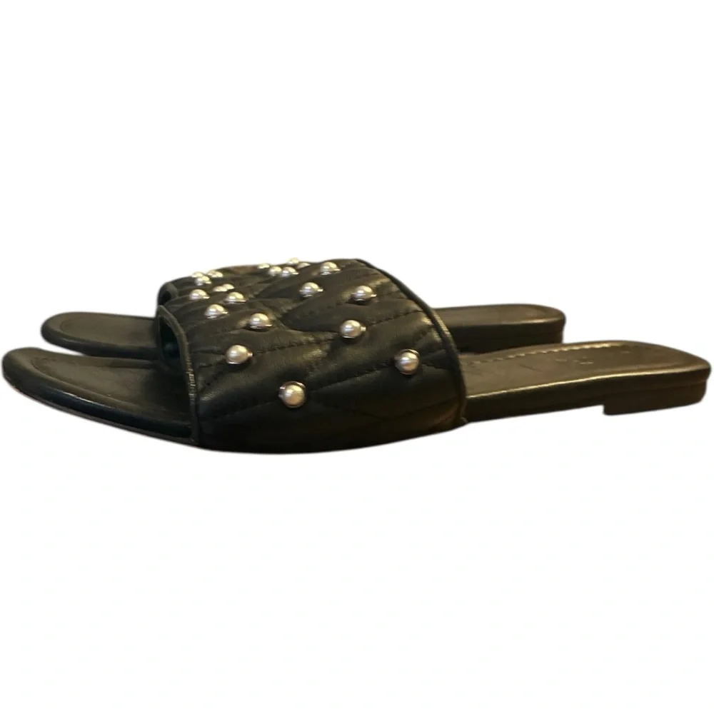 Karl Lagerfeld Paris Madyson Quilted Studded Slide Sandal Black 8